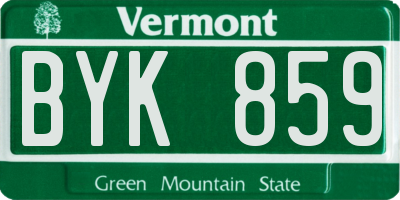 VT license plate BYK859