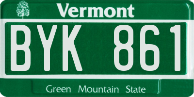 VT license plate BYK861