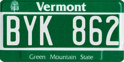 VT license plate BYK862