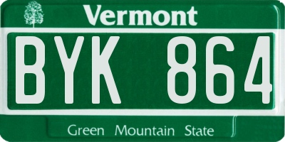 VT license plate BYK864
