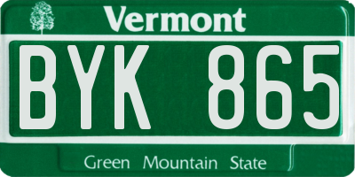 VT license plate BYK865