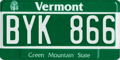 VT license plate BYK866