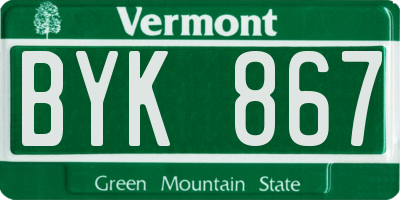 VT license plate BYK867