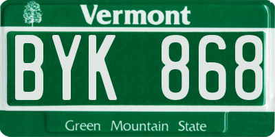 VT license plate BYK868