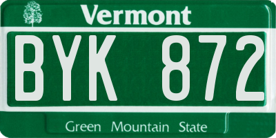 VT license plate BYK872