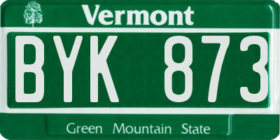 VT license plate BYK873