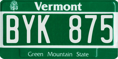 VT license plate BYK875