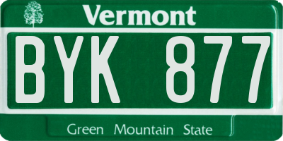 VT license plate BYK877