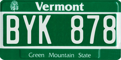 VT license plate BYK878