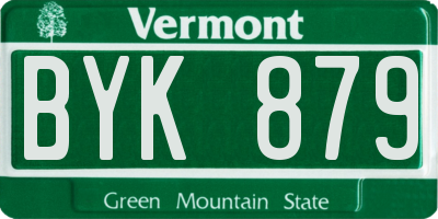 VT license plate BYK879