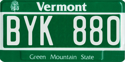 VT license plate BYK880