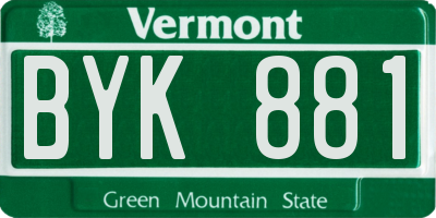 VT license plate BYK881