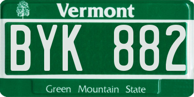 VT license plate BYK882