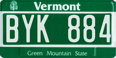 VT license plate BYK884