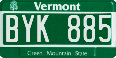 VT license plate BYK885