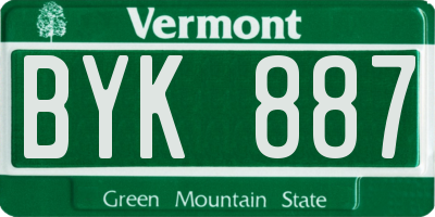 VT license plate BYK887