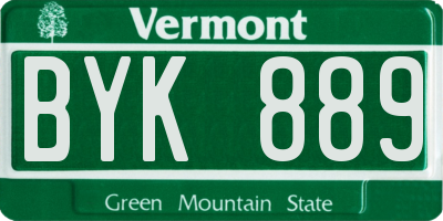 VT license plate BYK889