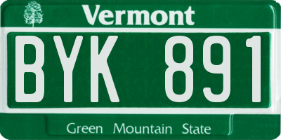 VT license plate BYK891
