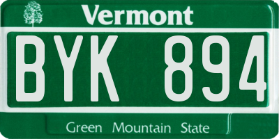 VT license plate BYK894
