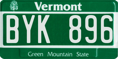 VT license plate BYK896