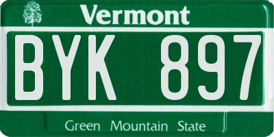 VT license plate BYK897