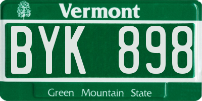 VT license plate BYK898