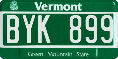 VT license plate BYK899