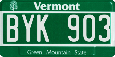 VT license plate BYK903