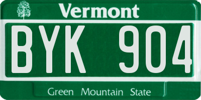 VT license plate BYK904