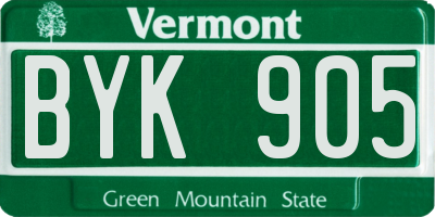 VT license plate BYK905