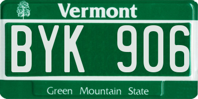 VT license plate BYK906
