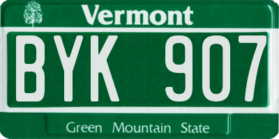 VT license plate BYK907