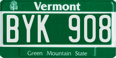 VT license plate BYK908
