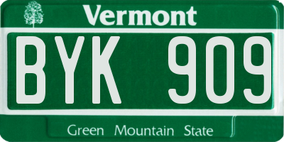 VT license plate BYK909