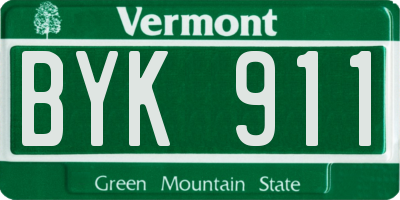 VT license plate BYK911