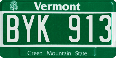 VT license plate BYK913