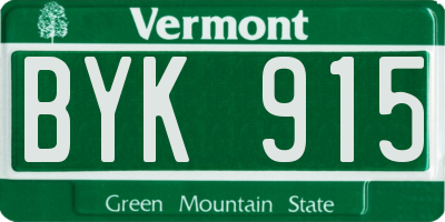VT license plate BYK915