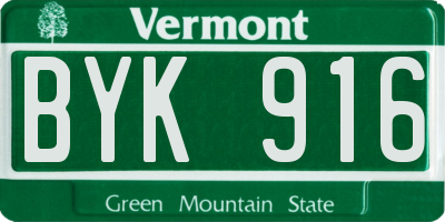 VT license plate BYK916
