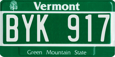 VT license plate BYK917