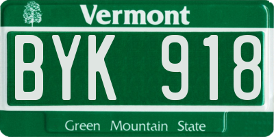 VT license plate BYK918