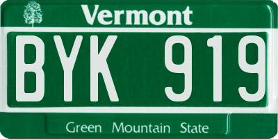 VT license plate BYK919
