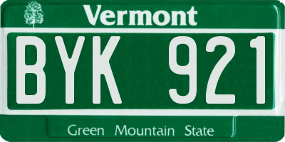 VT license plate BYK921