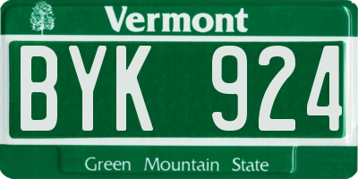VT license plate BYK924