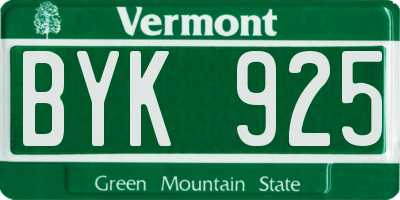 VT license plate BYK925