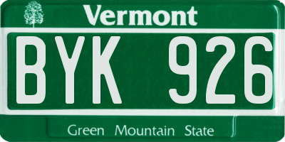 VT license plate BYK926
