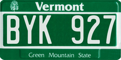 VT license plate BYK927