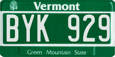 VT license plate BYK929