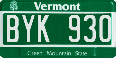 VT license plate BYK930