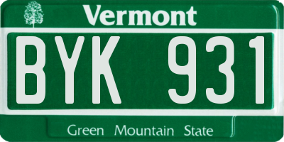 VT license plate BYK931