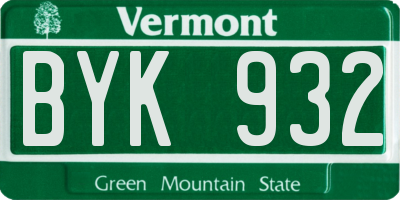 VT license plate BYK932